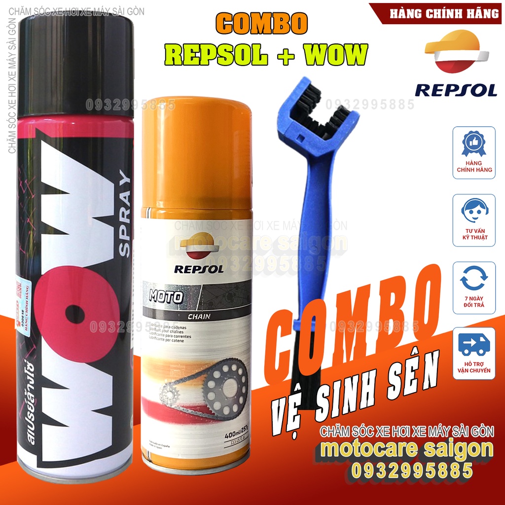 Combo vệ sinh sên + dưỡng sên WOW + Repsol