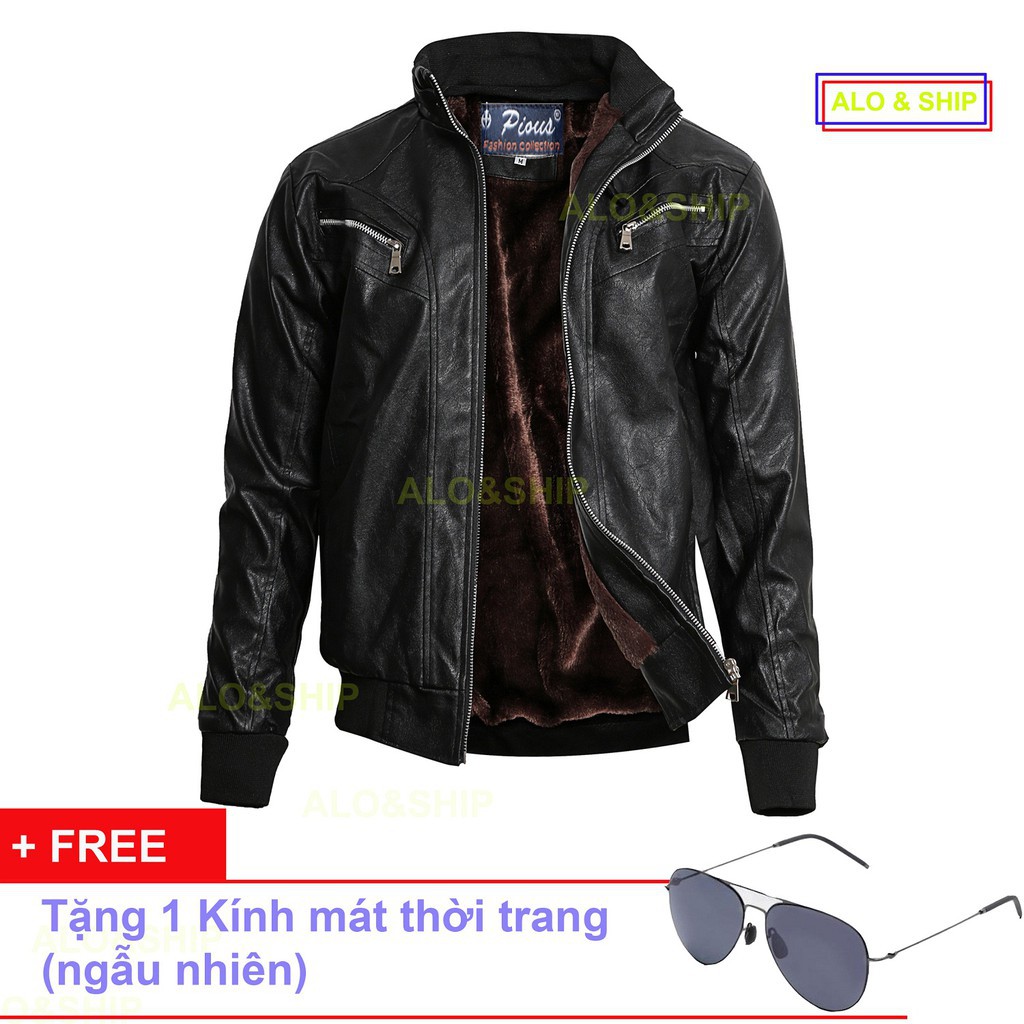 Hot Áo Khoác Da Lót Lông Nam Thời Trang Cao Cấp Pious AD023K + Tặng Kèm Kính đẹp chất - Áo khoác dạ