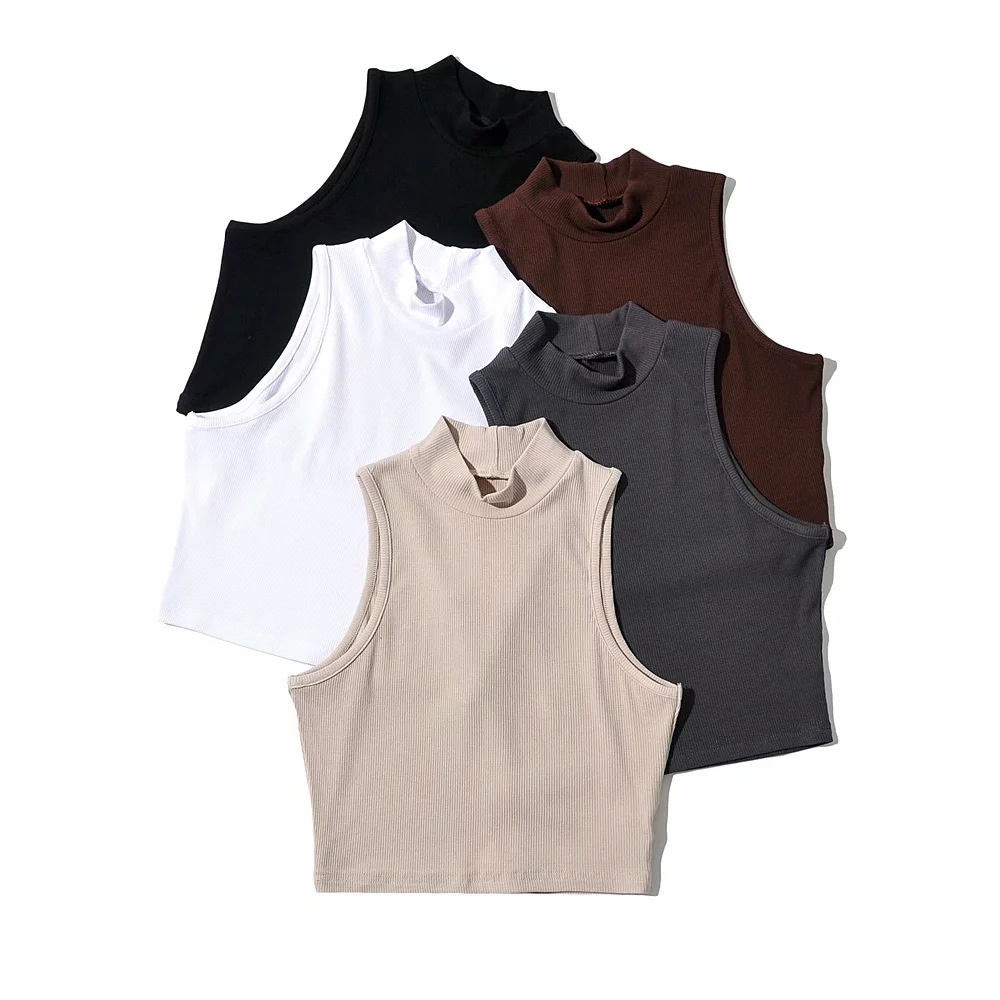 Áo Croptop Sát Nách Cổ Cao Thiết Kế Hợp Thời Trang