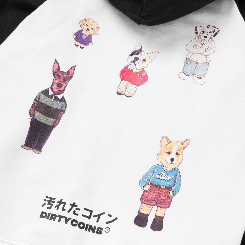 Áo Khoác DirtyCoins Dico Puppies Hangouts Raglan Hoodie - White/Black