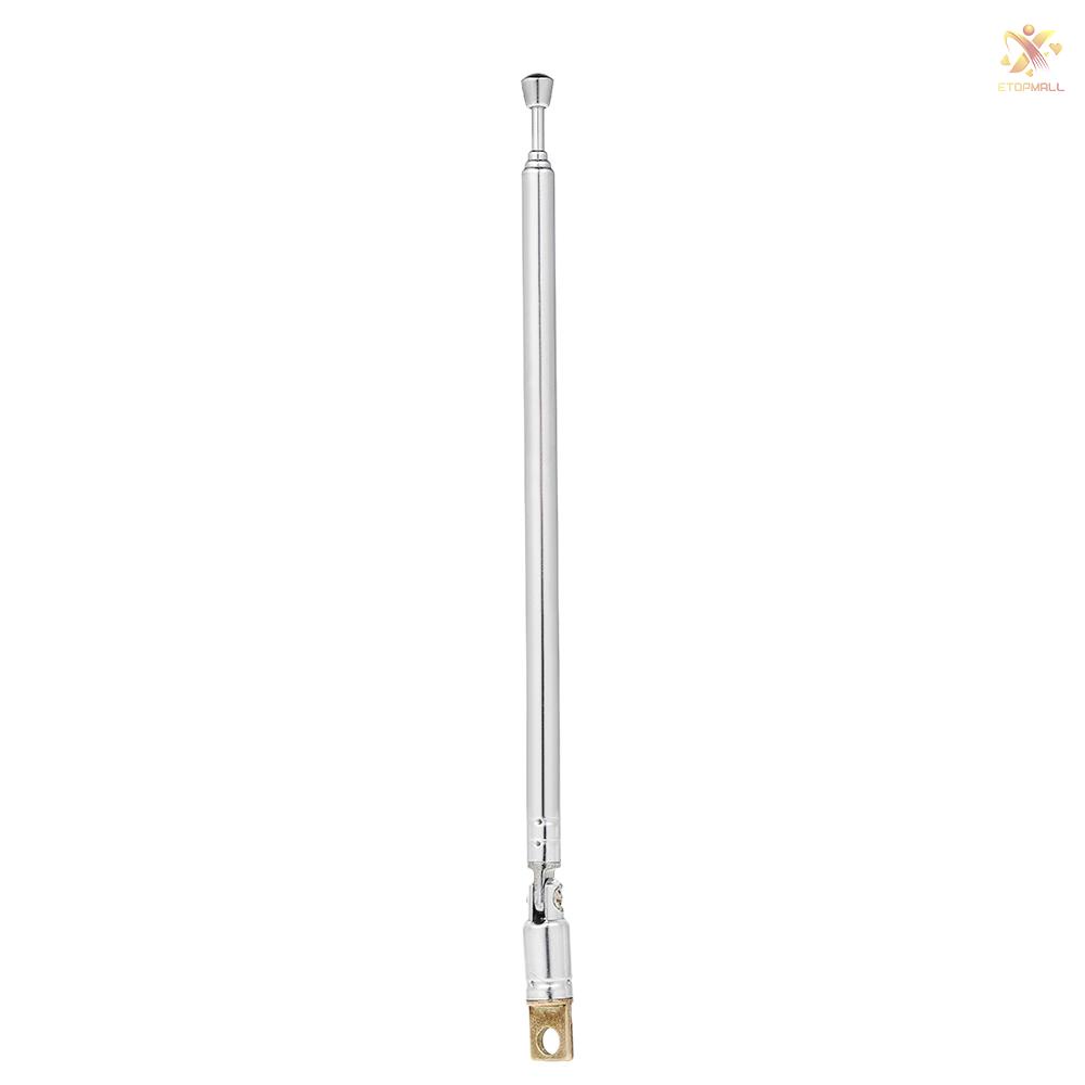 ET Telescopic FM Radio Antenna 4 Sections Chromium-plating Copper Antenna 360° Rotatable