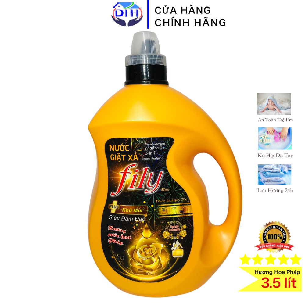 Nước Giặt Xả Hương hoa pháp FILY Vàng 3,5 Lít Hương Thơm Bền Lâu Suốt 24h