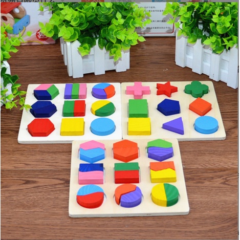 Đồ chơi xếp hình bộ lắp ghép hình học bằng gỗ cho bé - đồ chơi gỗ an toàn montessori phát triển trí tuệ bé