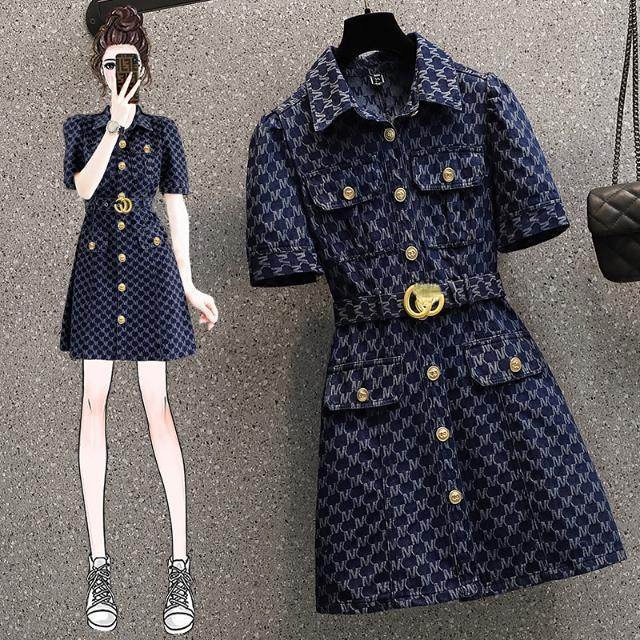 Đầm Denim Mỏng Nhẹ In Chữ Jacquard Phong Cách Hàn Quốc Thời Trang Mùa Hè 2022 Sang Trọng Dành Cho Nữ