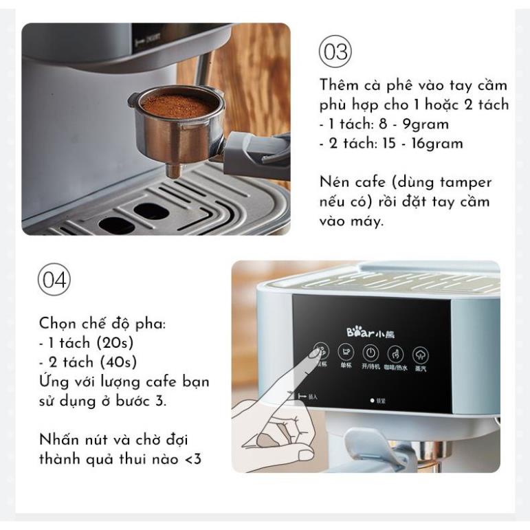 Máy pha cà phê mini Espresso Bear KFJ-A15L1 (CF-B15V1), máy ép pha chế cafe gia đình và buôn bán, bảo hành 18 tháng