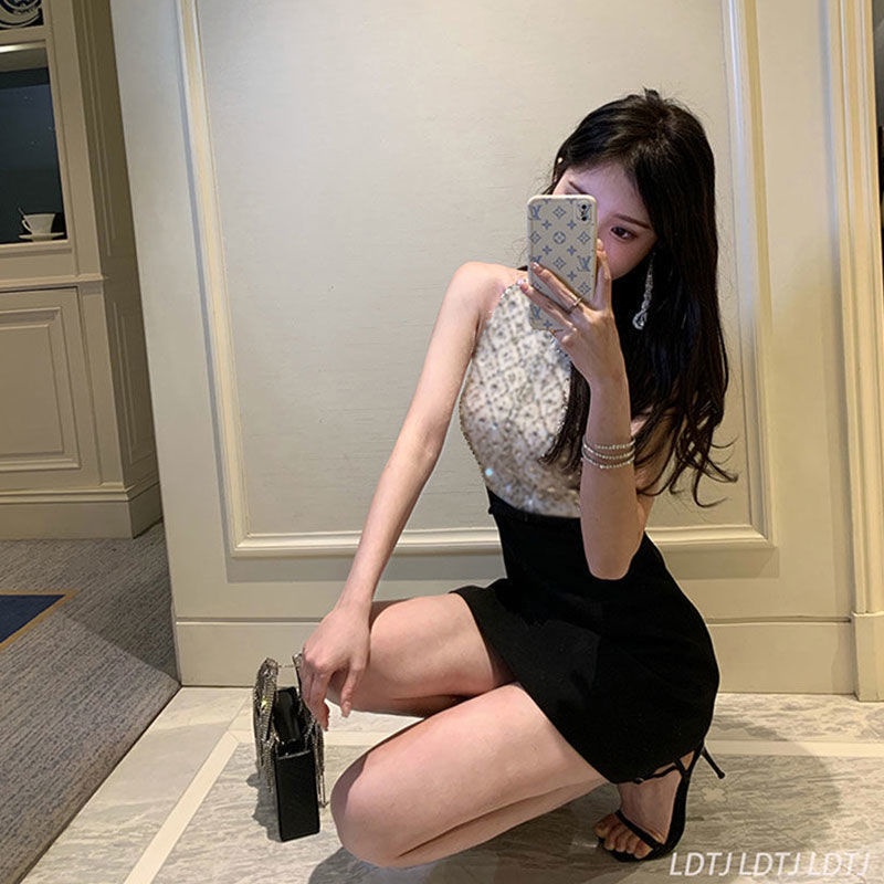 Đầm Dự Tiệc Hai Dây Đính Đá Sang Trọng Dành Cho Nữ