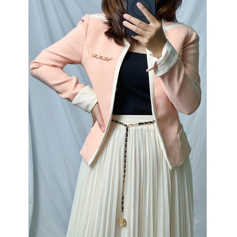 Áo vest không cổ màu cam sữa made in Korea