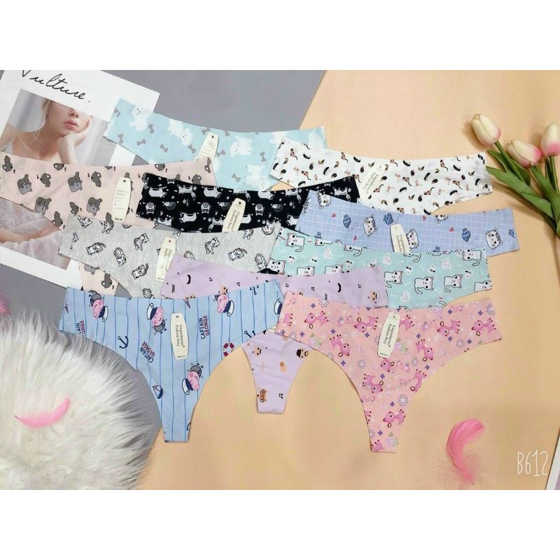 Quần Su lọt khe chữ T Hình hoạ tiết siêu xinh, không hằn, tôn vòng mông, kháng khuẩn, chông viêm | BigBuy360 - bigbuy360.vn