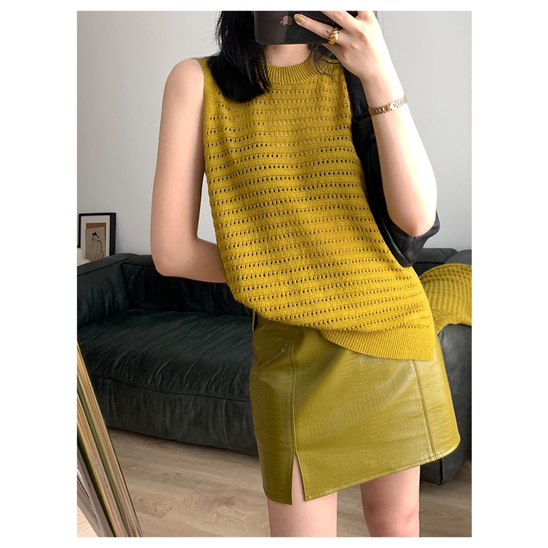 Áo tank top Xiaozhainv sát nách cổ tròn 4 màu thời trang quyến rũ cho nữ