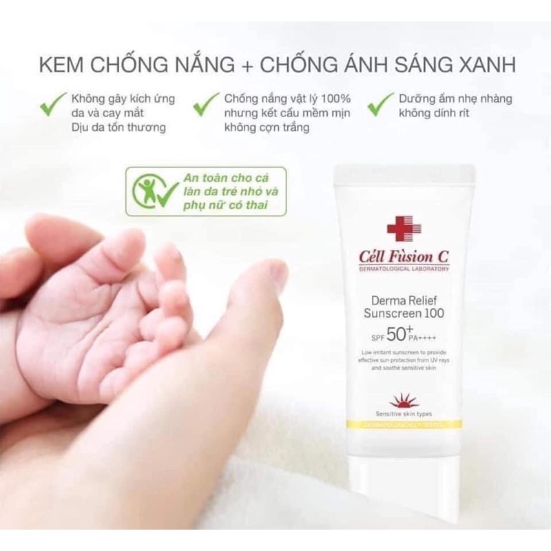 Kem chống nắng Cell Fusion C VÀNG Derma Relief Suncreen 100 SPF 50+ PA++++