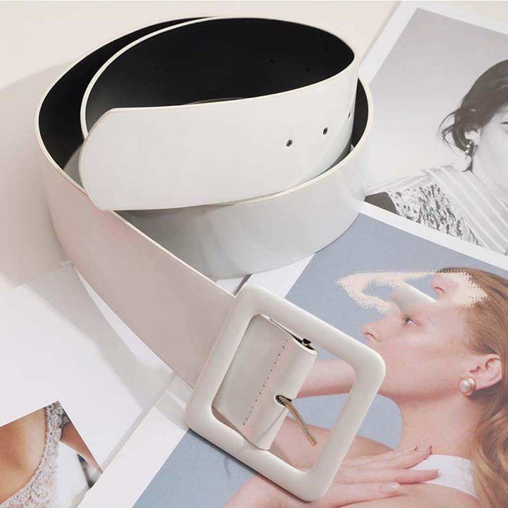 RALPH Simple Dress Waistband Personality Metal Buckle Waist Strap PU Leather Belt Square Buckle Sweater Clothing Accessories Adjustable Skirt Coat Decorations Coat Women Waistbands/Multicolor