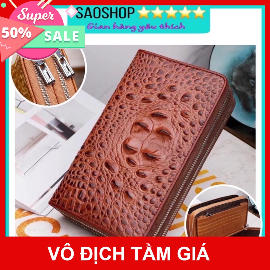 Ví Cầm Tay Clutch Nam Cao Cấp Da VÂN CÁ SẤU Mềm Đẹp Nhiều Ngăn đựng Điện Thoại Tiền Siêu Tiện Dụng