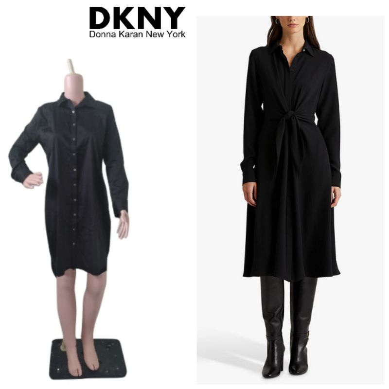 Dkny Đầm Đen Nghỉ Ngơi Xuất Khẩu Nhãn Cắt