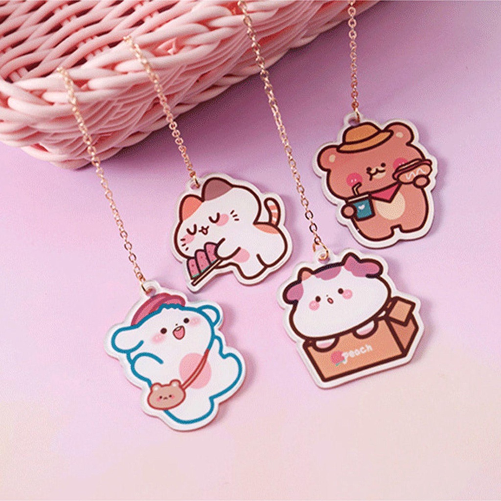 DORAW Thẻ Đánh Dấu Trang Sách Bằng Kim Loại Họa Tiết Hoạt Hình Dễ Thương