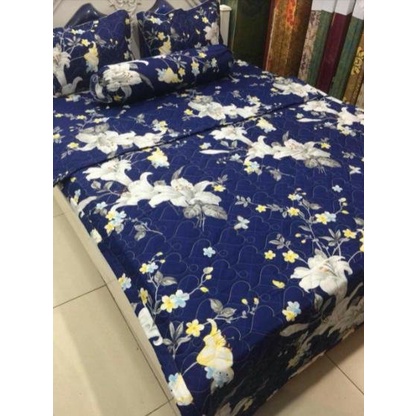 Bộ Ga gối 1m2x2m1 ga 2 vỏ gốiCotton Poly,mẫu mới nhất,MẪU HOA LAN TRẮNG