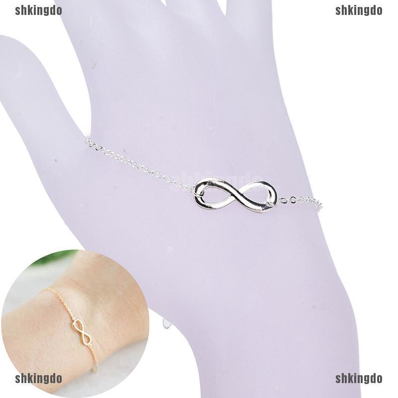 THINH Vòng tay dây xích mặt vô cực nhỏ dễ thương