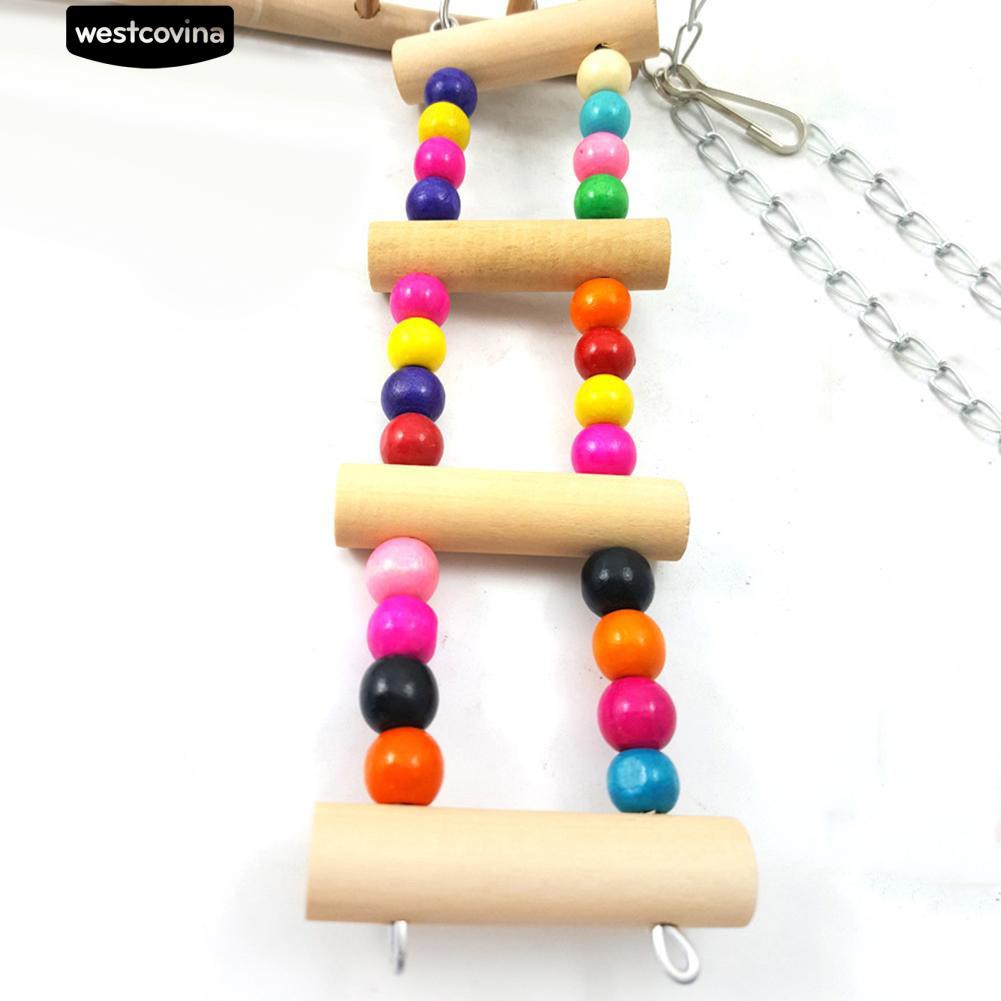 Thang đồ chơi bằng gỗ nhiều màu sắc cho chim vẹt