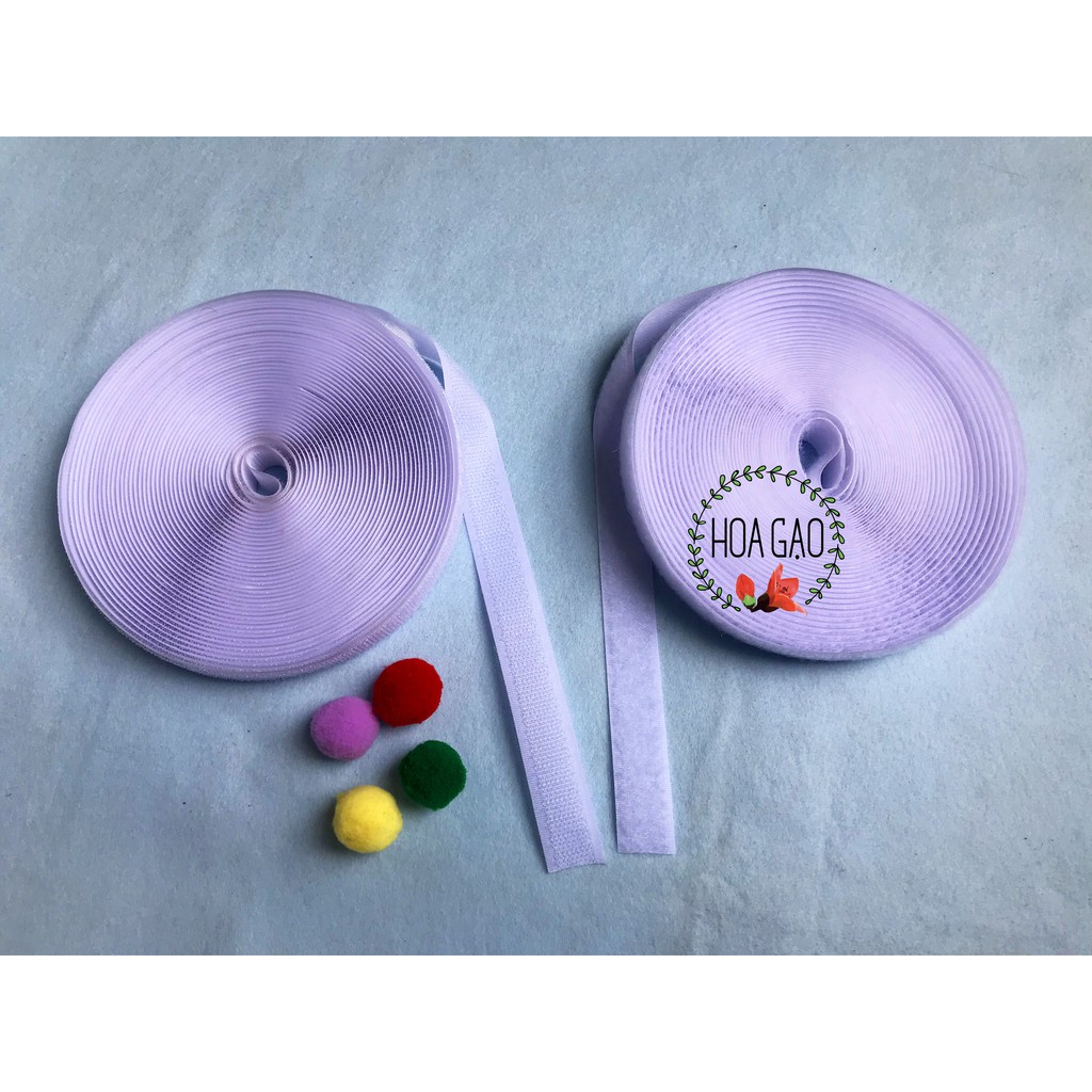 Băng dính gai velcro, gai dính dán xé HOA GẠO GXG cuộn 1m khổ 2cm 2.5cm trắng đen đồ dùng gia đình phụ liệu may