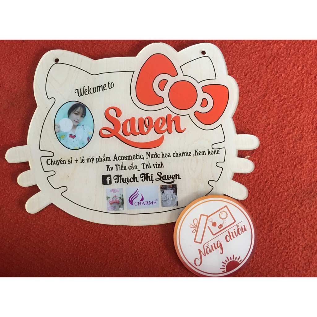 Biển hiệu mica Decor shop bán hàng - Mẫu Hello Kitty thiết kế theo yêu cầu