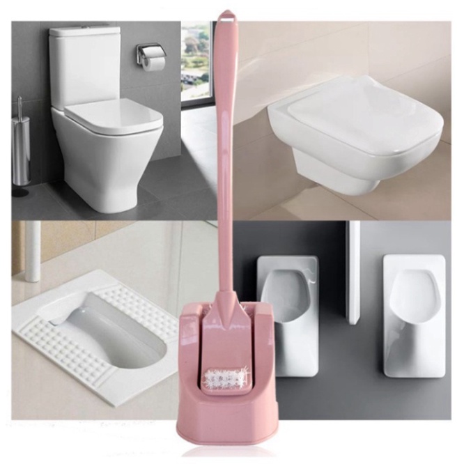Bàn chải cán dài cọ vệ sinh bồn cầu 2 đầu đa năng đế đứng sợi cước toilet DANA