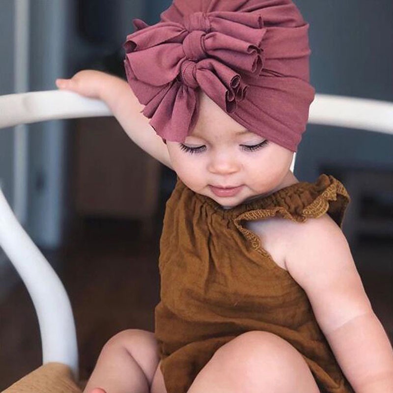 Mũ Turban Thắt Nơ Chất Liệu Mềm Mại Co Giãn Thoải Mái Cho Bé