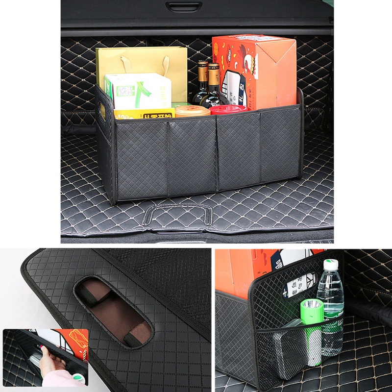 Hộp Đựng Đồ Bằng Da Màu Đen Gấp Lại Được Tiện Lợi Dành Cho Gara Xe Hơi