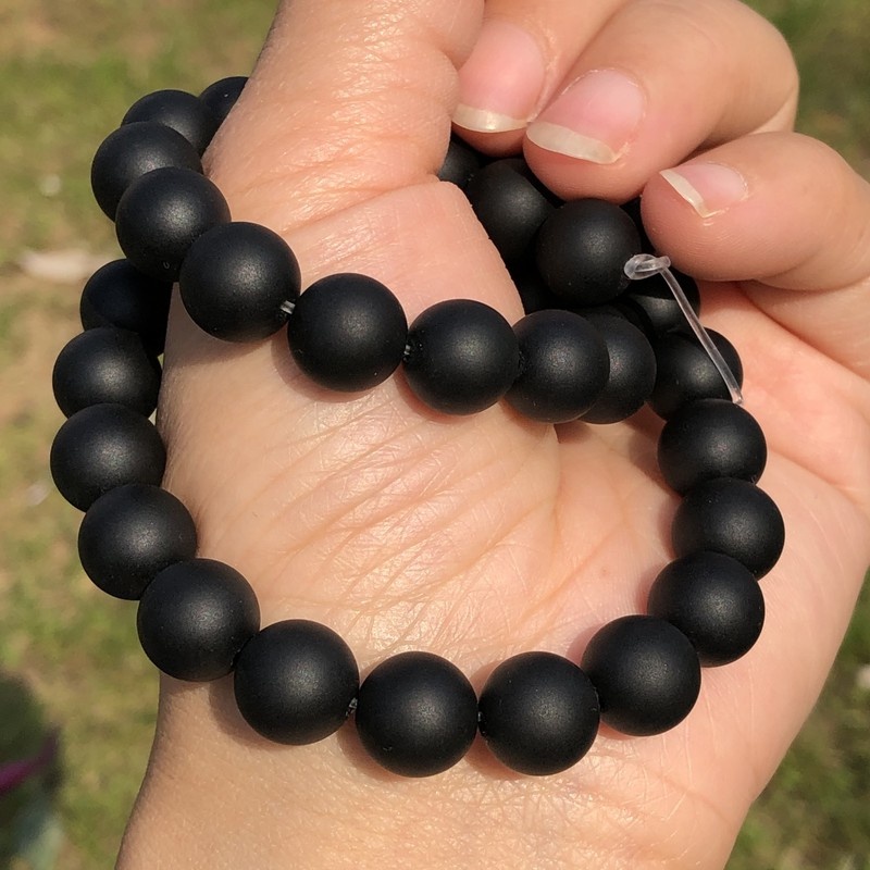 Chuỗi Hạt Ngọc Lam Đen Nhám Tròn 4/6/8/10mm Dùng Làm Trang Sức Thủ Công