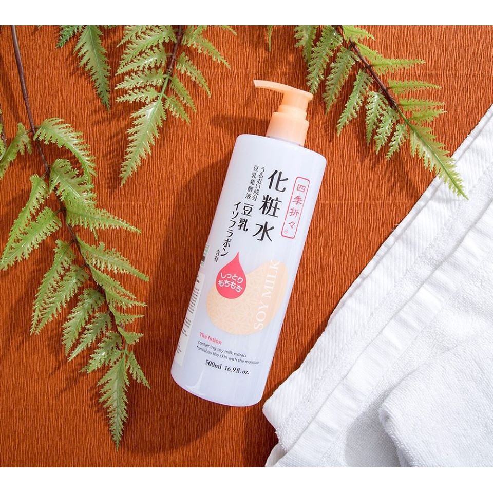 Nước hoa hồng đậu nành dưỡng ẩm Kumano Soy Milk Shikioriori Nhật Bản 500ml