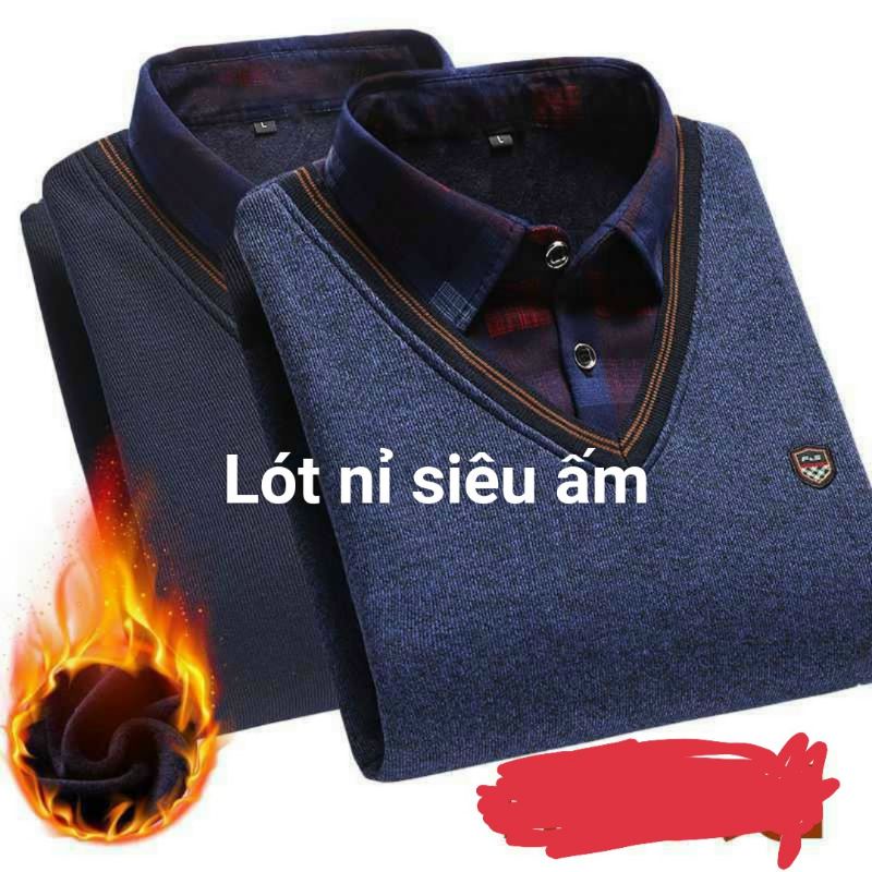 áo len nam lót nỉ 2trong 1 dành cho trung tuổi và bố già