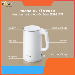 Bình đun nước siêu tốc Bear ZDH-B15T1 - White ( Bảo hành 12 tháng)