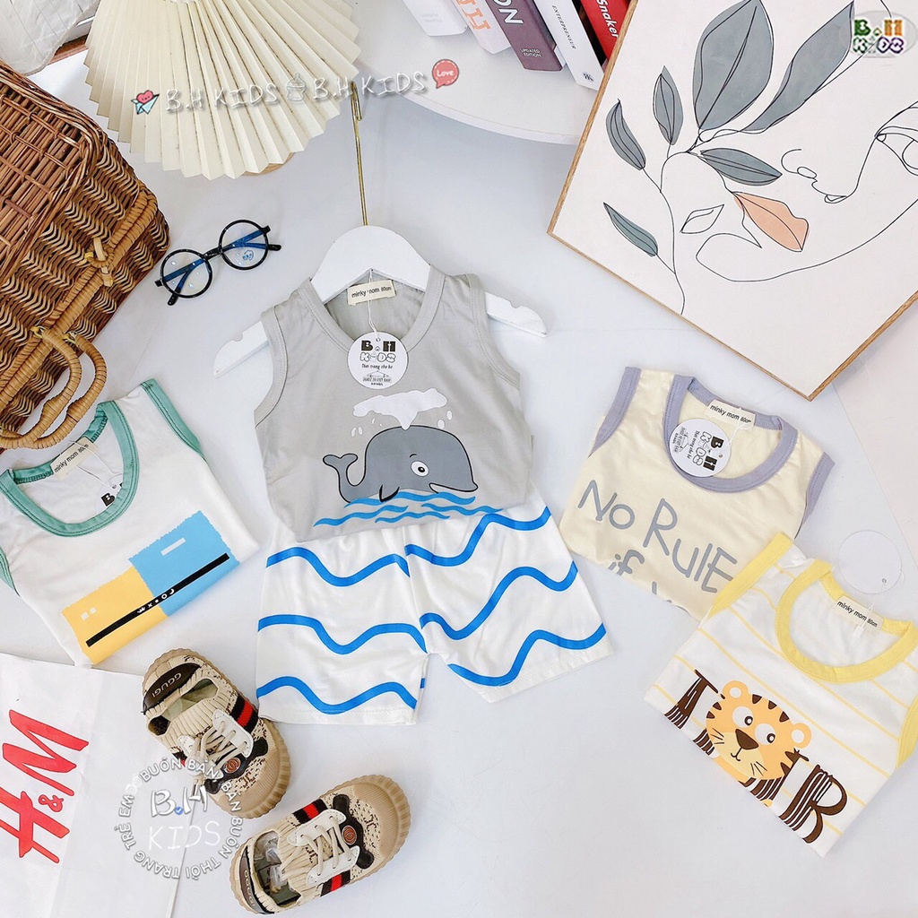 Bộ Ba Lỗ Sát Nách Mùa Hè Cho Bé Trai 1-3 tuổi, Họa Tiết  Xe Ô tô, Động Vật, Chất Thun lạnh mịn mát T009_Umeekids