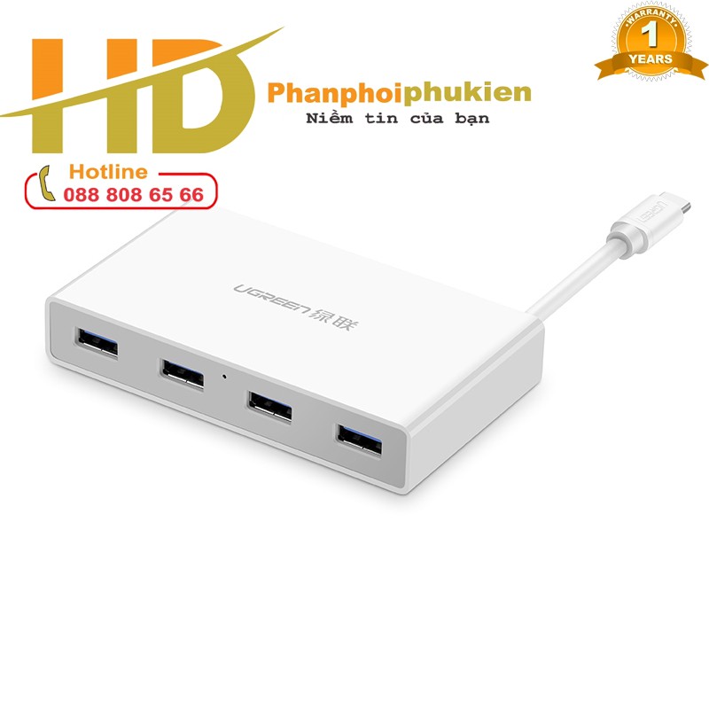 Cáp USB Type-C ra Hub USB 3.0 Ugreen 30278 (Sạc được Macbook)