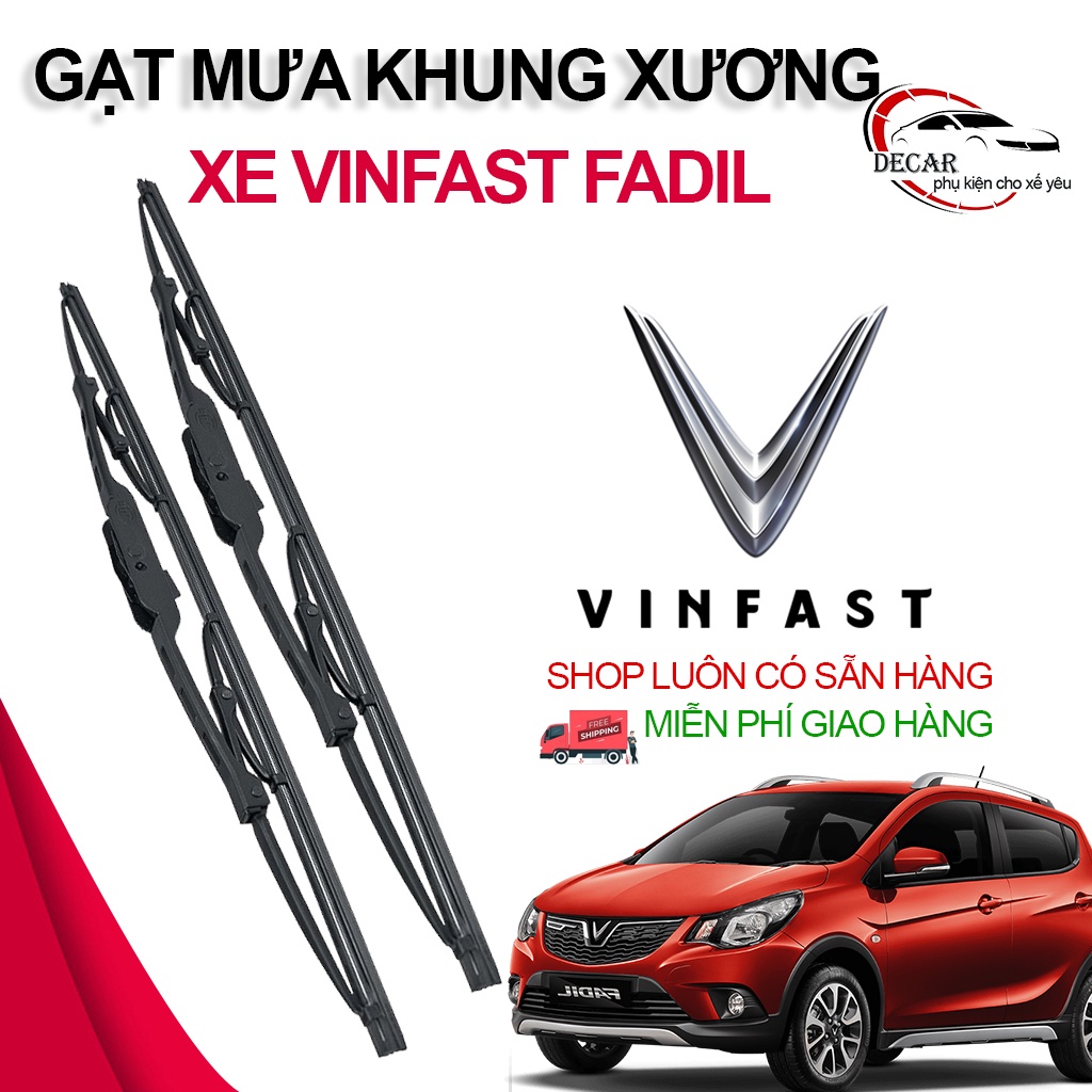 Gạt mưa ô tô Vinfast Fadil , cần gạt nước mưa oto Fadil khung xương lưỡi silicon gạt sạch, dễ lắp đặt