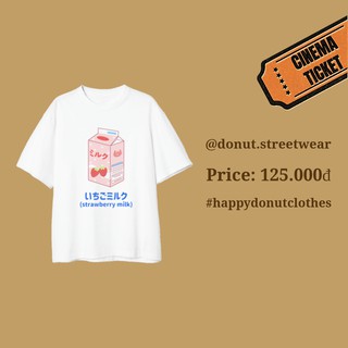 Áo thun oversize unisex strawberry milk