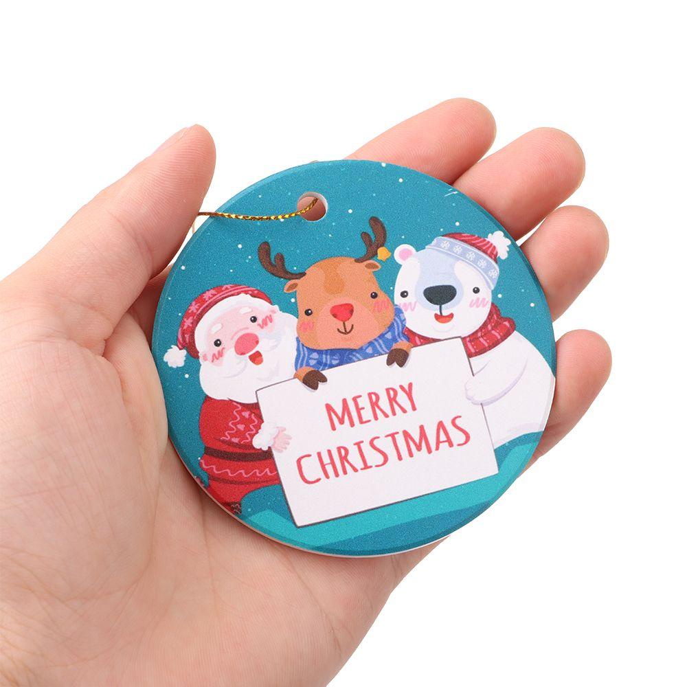 CONOPERY Thẻ Treo Cây Thông Noel Hình Tròn In Họa Tiết Vui Nhộn