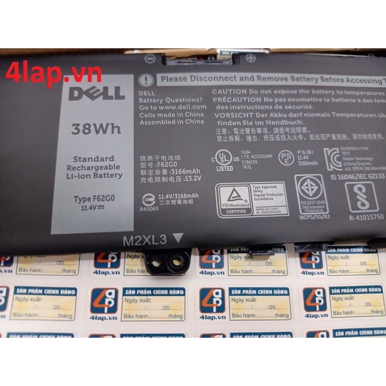 Thay Pin laptop Dell Inspiron 13 7000 2-in-1 7373 7386 7370 7380 5370 F62G0 38wh