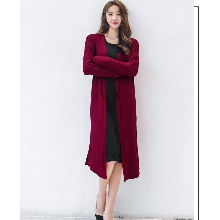 Áo khoác cardigan dáng dài xẻ tà thời trang dành cho nữ
