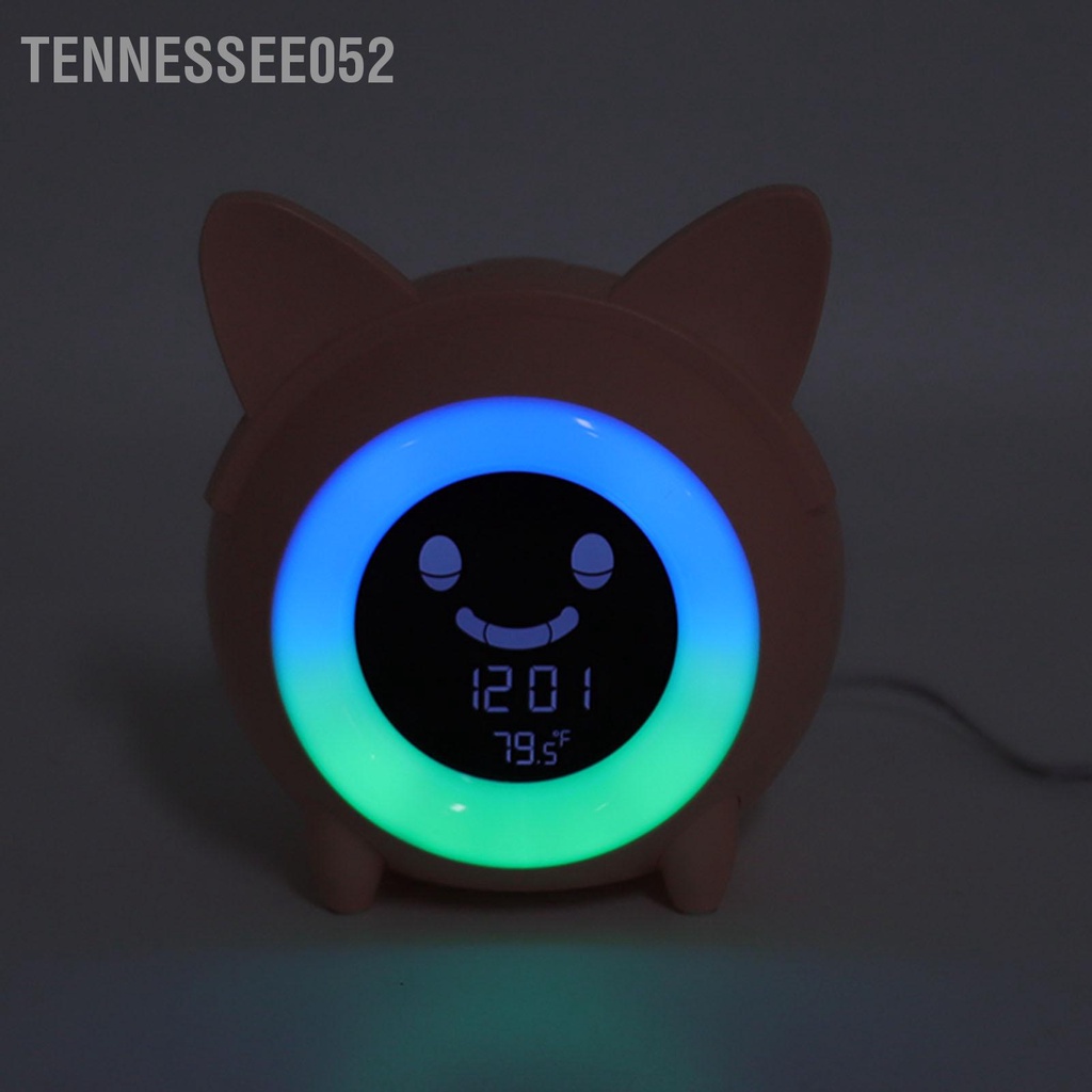 Tennessee052 Đồng hồ báo thức mini mèo hoạt hình Chức năng lại sáng tạo Biểu hiện vui nhộn cho trẻ em có đèn ngủ