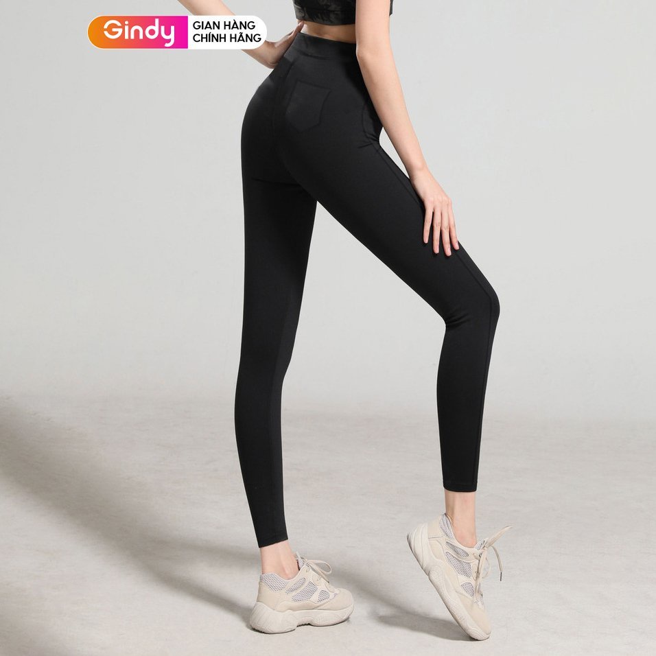 Quần legging nữ dài dáng ôm ống dáng cạp cao hack dáng GINDY co dãn 4 chiều Q005