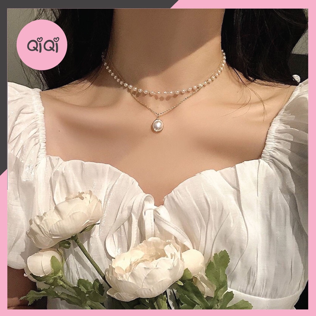 Vòng cổ dây chuyền nữ hình bướm 2 lớp kiểu dáng thanh lịch Qiqishop