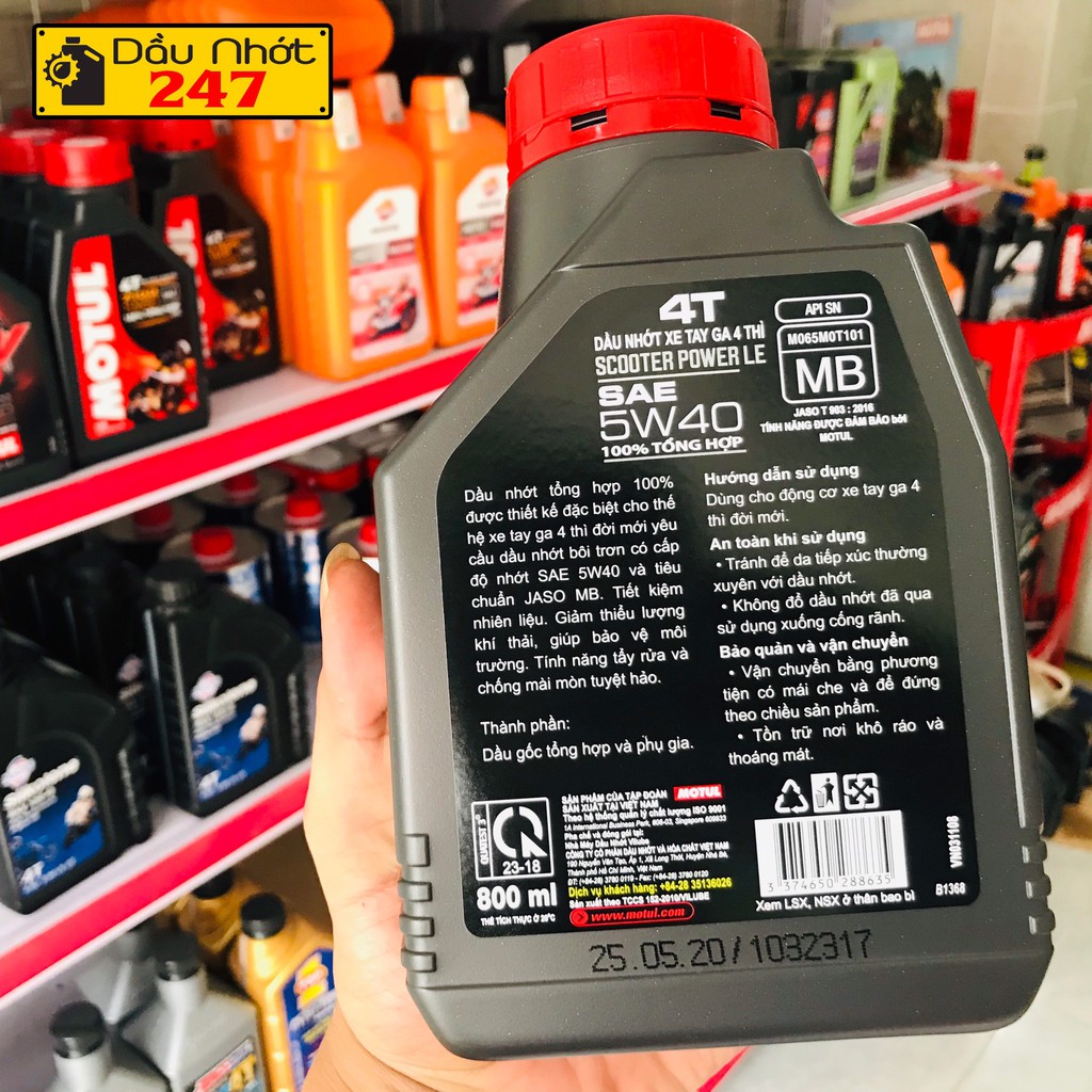 Dầu nhớt xe tay ga Motul Scooter Power LE 5w40 800ml