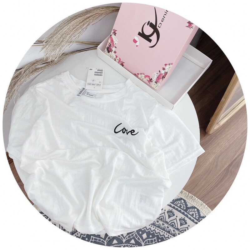 ÁO PHÔNG GIẤY LOVE CỔ TRÒN SIÊU NHẸ MÁT NỮ (HÌNH THẬT) | BigBuy360 - bigbuy360.vn