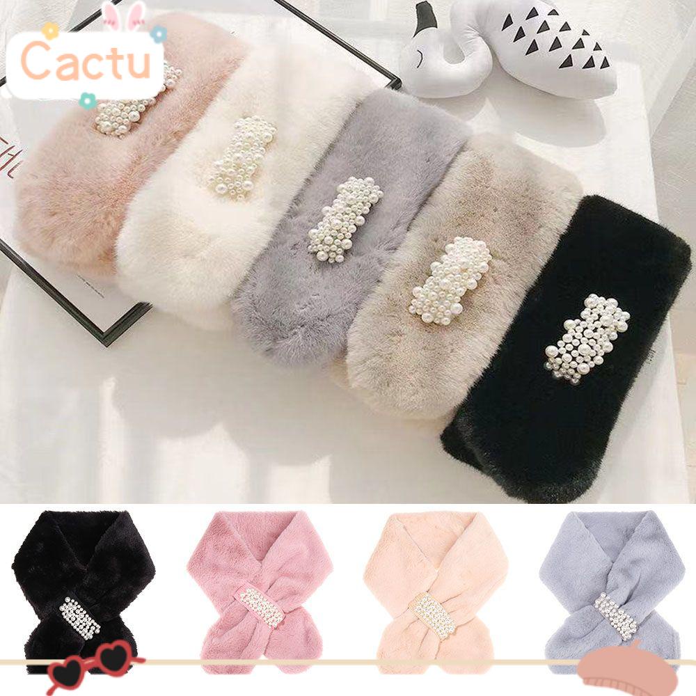 Khăn choàng cổ bằng lông thỏ nhân tạo màu sắc nhã nhặn dành cho nữ