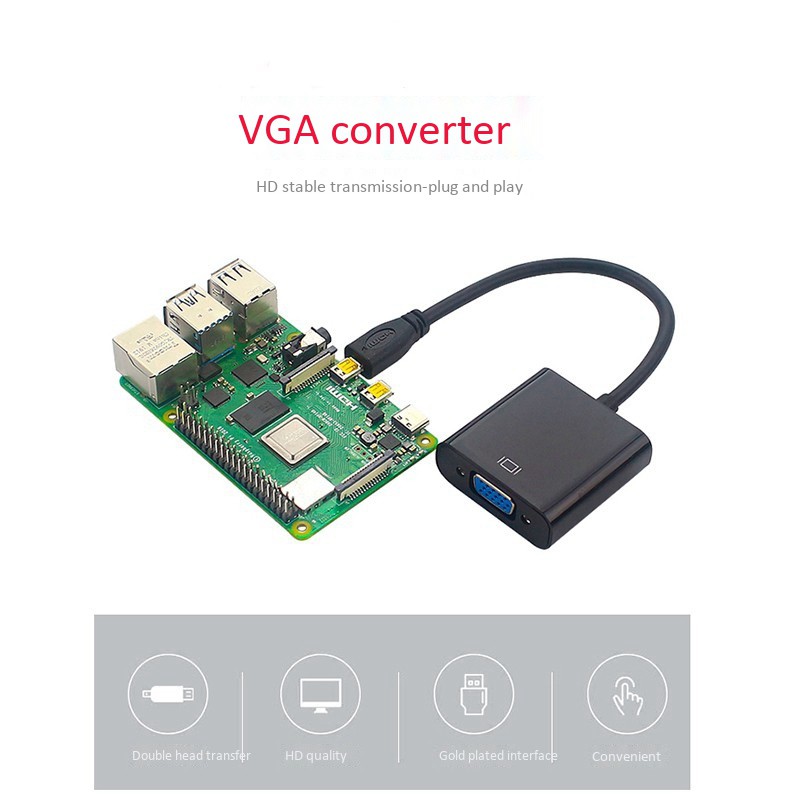 Micro-HDMI to VGA Adapter Cable with USB Cable for Raspberry Pi 4