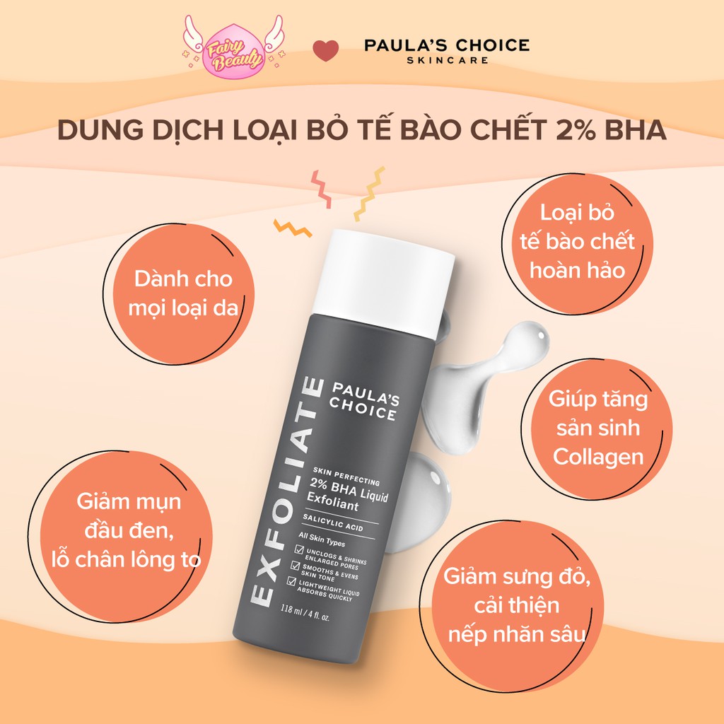 [HÀNG CÔNG TY] Dung dịch loại bỏ tế bào chết Paula's Choice Skin Perfecting 2% BHA Liquid Exfoliant (Mã 2010)