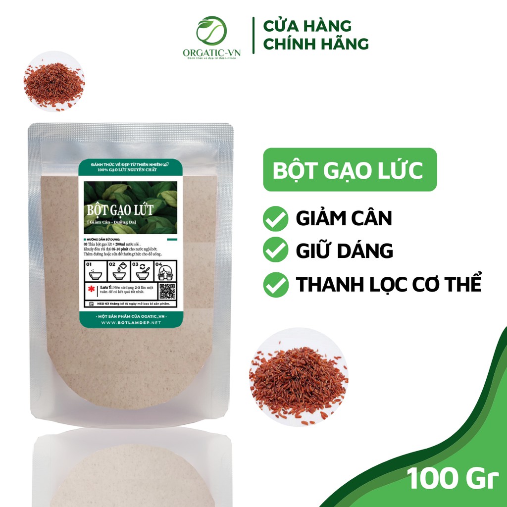 Bột gạo lức huyết rồng nguyên chất 100gr HANDMADE