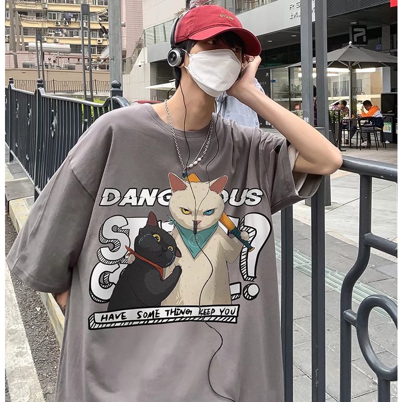 Áo Thun Dáng Rộng In Họa Tiết Hoạt Hình Phong Cách Hip Hop Nhật Bản Thời Trang Mùa Hè Cho Nam Cỡ M-5XL