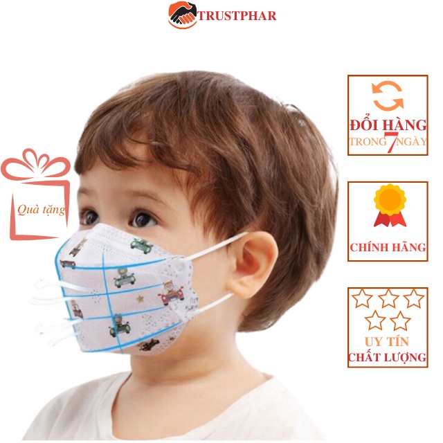 Sét 10 Khẩu Trang Trẻ Em 4D KF94 Kháng Khuẩn, Dễ Thở Hoạ Tiết  Cao Cấp Cho Bé Từ 1-8 Tuổi