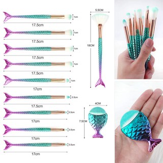 Set 11 cọ trang điểm cán đuôi cá lông mềm
