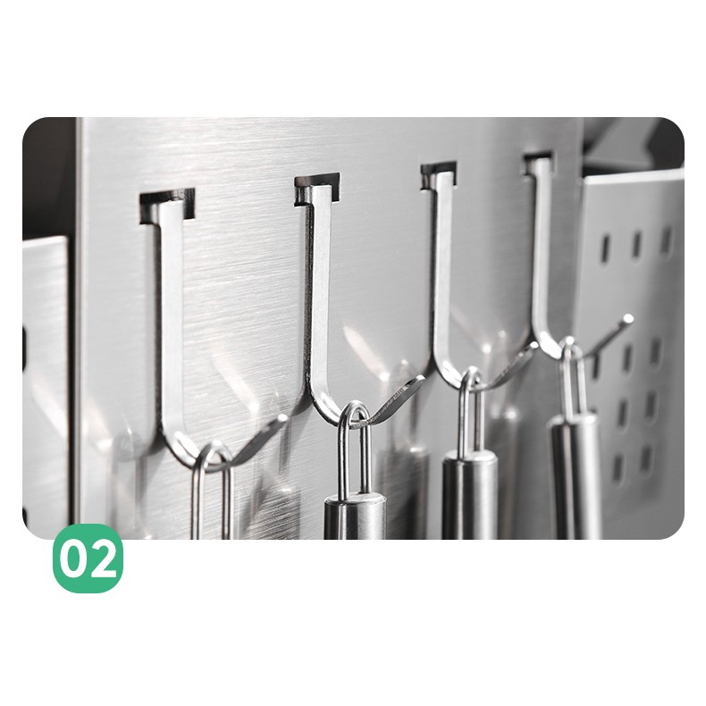 Kệ để dao đũa muỗm dán tường inox, kệ inox cắm dao đũa thìa